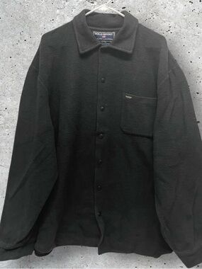 Vintage 90s Polo Sport Ralph Lauren Black Fleece Shirt Jacket // XXL